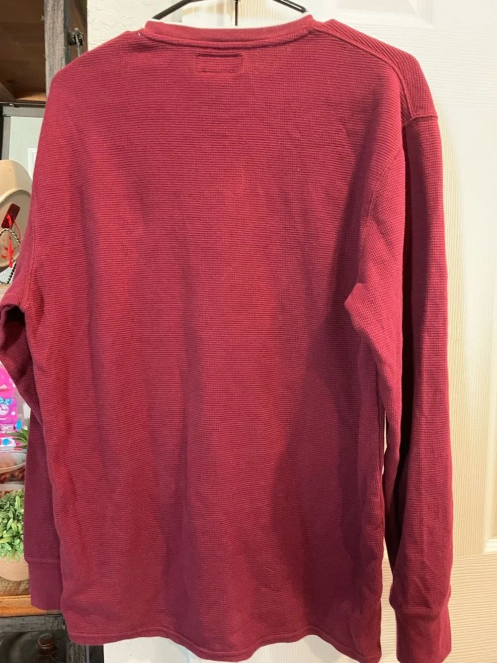 Polo Ralph Lauren Men’s Lg waffle knit Burgundy Long sleeve thermal pony Shirt